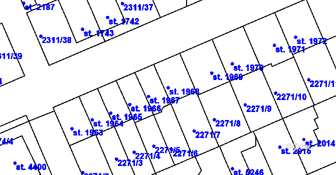 Parcela st. 1968 v KÚ Dvůr Králové nad Labem, Katastrální mapa