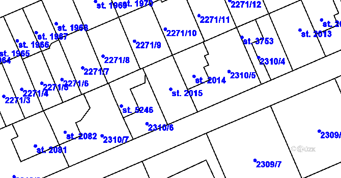 Parcela st. 2015 v KÚ Dvůr Králové nad Labem, Katastrální mapa