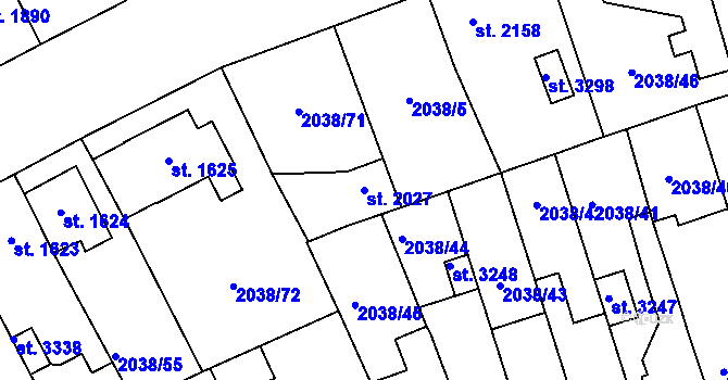 Parcela st. 2027 v KÚ Dvůr Králové nad Labem, Katastrální mapa