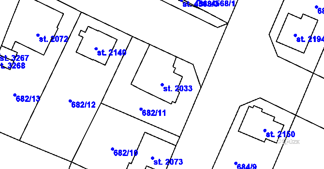 Parcela st. 2033 v KÚ Dvůr Králové nad Labem, Katastrální mapa