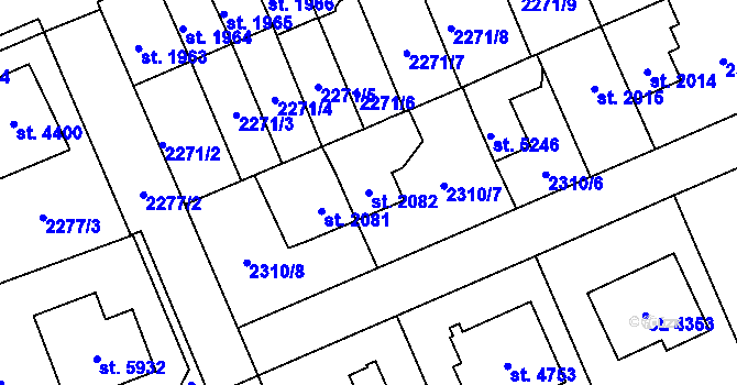 Parcela st. 2082 v KÚ Dvůr Králové nad Labem, Katastrální mapa