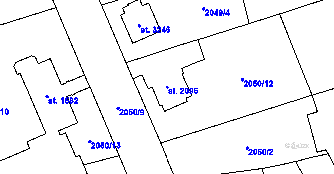 Parcela st. 2096 v KÚ Dvůr Králové nad Labem, Katastrální mapa