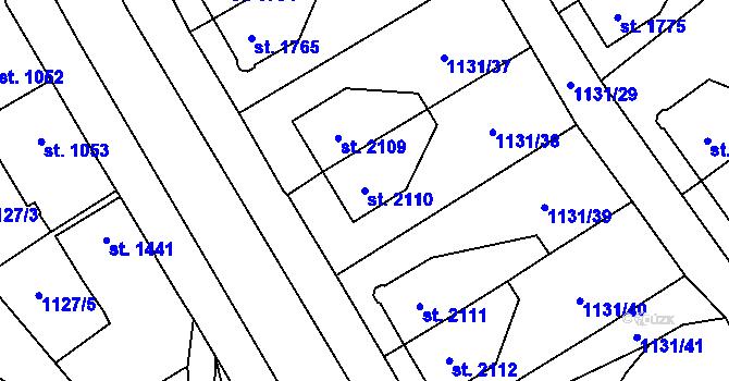 Parcela st. 2110 v KÚ Dvůr Králové nad Labem, Katastrální mapa