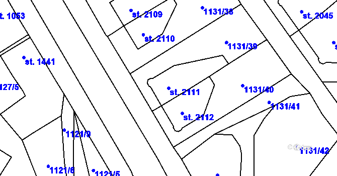 Parcela st. 2111 v KÚ Dvůr Králové nad Labem, Katastrální mapa