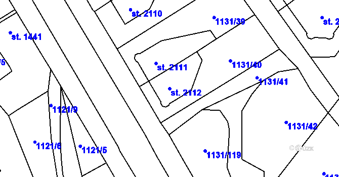 Parcela st. 2112 v KÚ Dvůr Králové nad Labem, Katastrální mapa