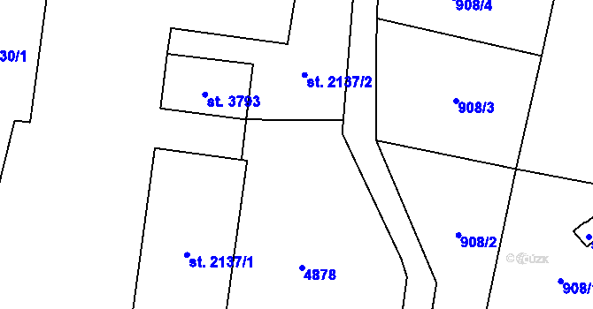 Parcela st. 2137/2 v KÚ Dvůr Králové nad Labem, Katastrální mapa