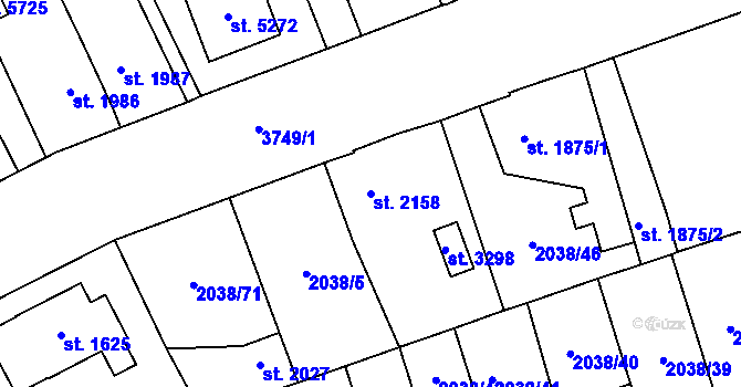 Parcela st. 2158 v KÚ Dvůr Králové nad Labem, Katastrální mapa