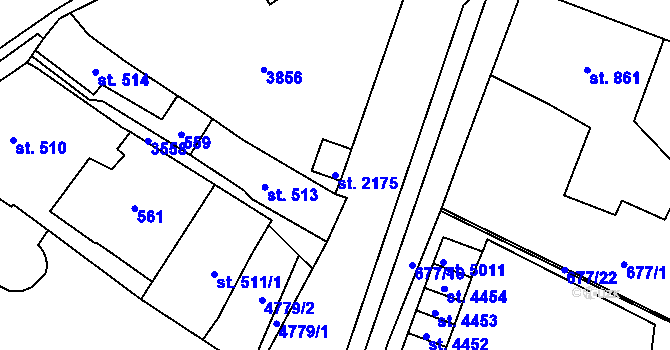 Parcela st. 2175 v KÚ Dvůr Králové nad Labem, Katastrální mapa