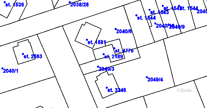 Parcela st. 2189 v KÚ Dvůr Králové nad Labem, Katastrální mapa