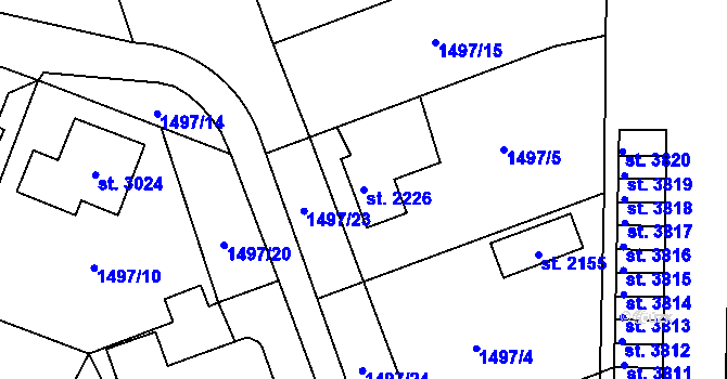 Parcela st. 2226 v KÚ Dvůr Králové nad Labem, Katastrální mapa