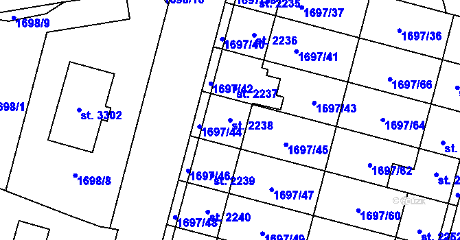 Parcela st. 2238 v KÚ Dvůr Králové nad Labem, Katastrální mapa