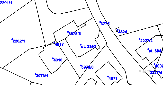 Parcela st. 2292 v KÚ Dvůr Králové nad Labem, Katastrální mapa