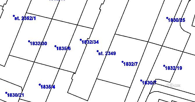 Parcela st. 2349 v KÚ Dvůr Králové nad Labem, Katastrální mapa