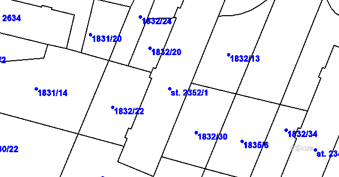 Parcela st. 2352/1 v KÚ Dvůr Králové nad Labem, Katastrální mapa