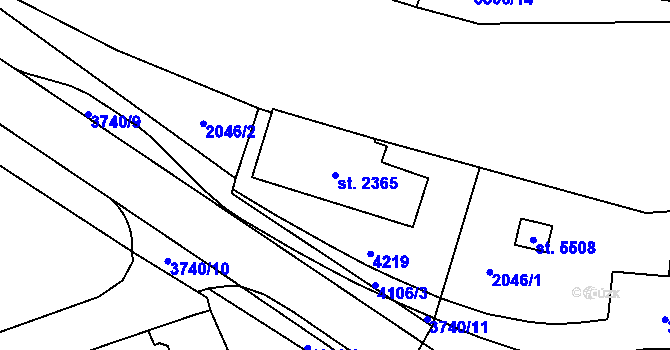 Parcela st. 2365 v KÚ Dvůr Králové nad Labem, Katastrální mapa