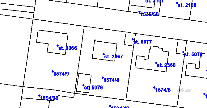 Parcela st. 2367 v KÚ Dvůr Králové nad Labem, Katastrální mapa