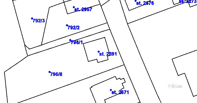 Parcela st. 2391 v KÚ Dvůr Králové nad Labem, Katastrální mapa