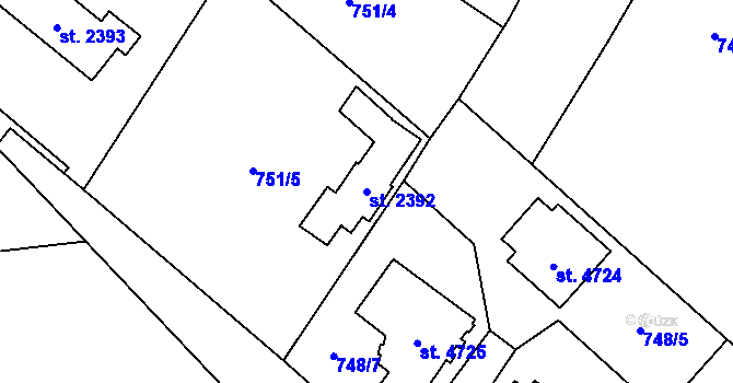 Parcela st. 2392 v KÚ Dvůr Králové nad Labem, Katastrální mapa