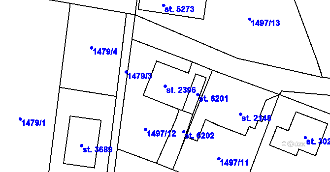 Parcela st. 2396 v KÚ Dvůr Králové nad Labem, Katastrální mapa
