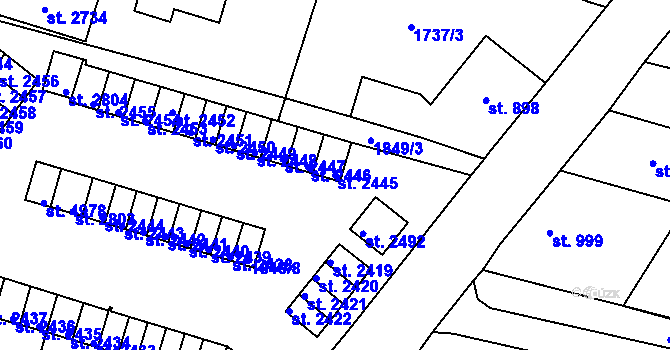 Parcela st. 2445 v KÚ Dvůr Králové nad Labem, Katastrální mapa