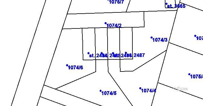 Parcela st. 2485 v KÚ Dvůr Králové nad Labem, Katastrální mapa