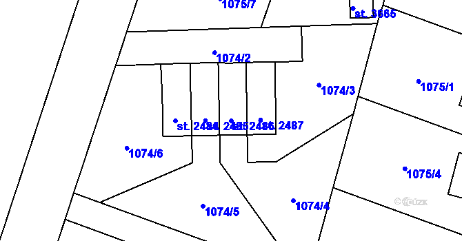 Parcela st. 2486 v KÚ Dvůr Králové nad Labem, Katastrální mapa