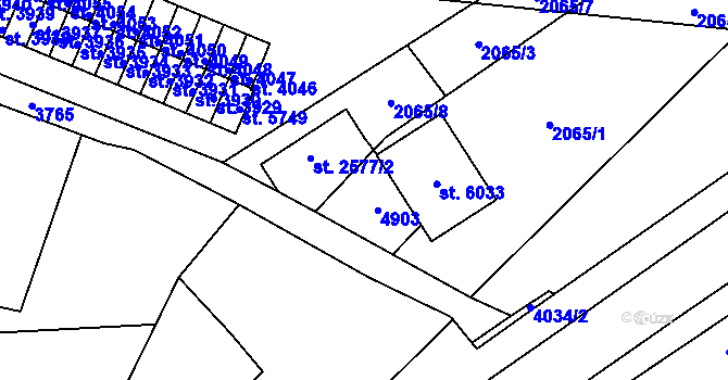 Parcela st. 2577/1 v KÚ Dvůr Králové nad Labem, Katastrální mapa