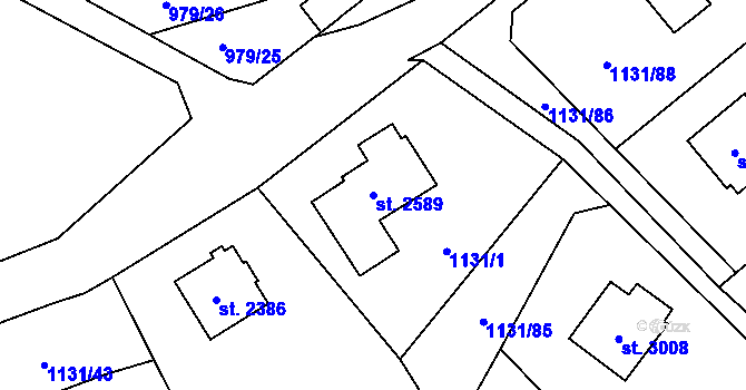 Parcela st. 2589 v KÚ Dvůr Králové nad Labem, Katastrální mapa