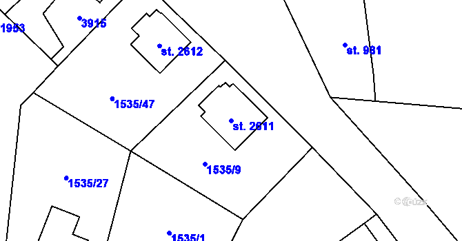 Parcela st. 2611 v KÚ Dvůr Králové nad Labem, Katastrální mapa