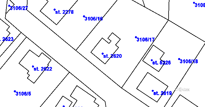 Parcela st. 2620 v KÚ Dvůr Králové nad Labem, Katastrální mapa