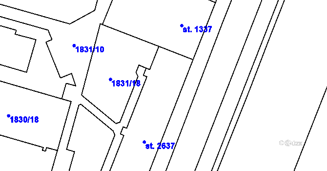 Parcela st. 2635 v KÚ Dvůr Králové nad Labem, Katastrální mapa