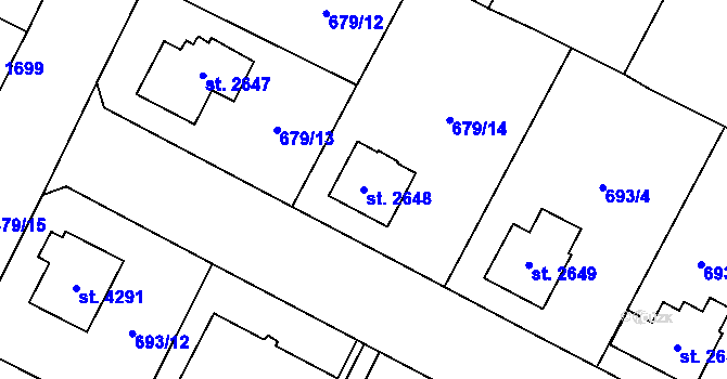 Parcela st. 2648 v KÚ Dvůr Králové nad Labem, Katastrální mapa