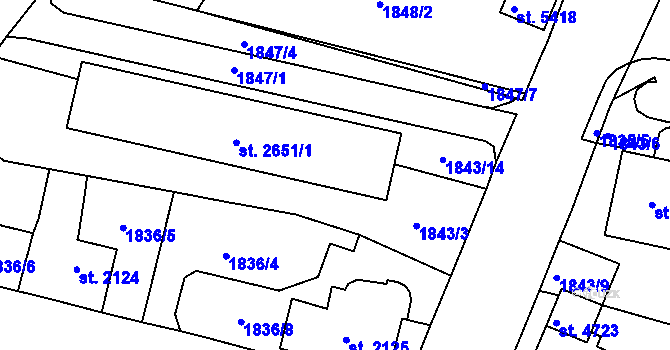 Parcela st. 2653/1 v KÚ Dvůr Králové nad Labem, Katastrální mapa