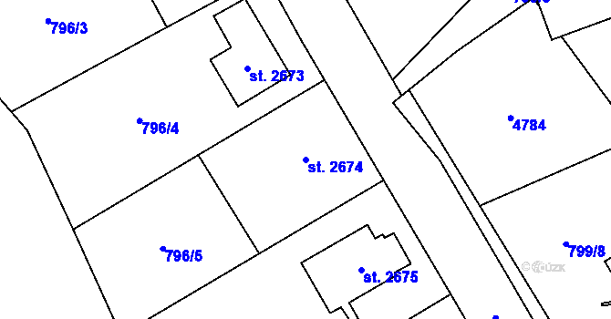 Parcela st. 2674 v KÚ Dvůr Králové nad Labem, Katastrální mapa