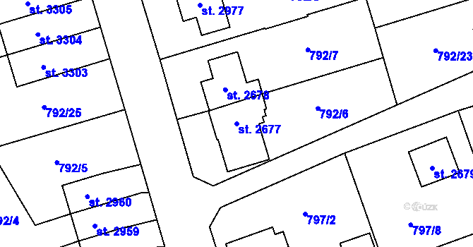 Parcela st. 2677 v KÚ Dvůr Králové nad Labem, Katastrální mapa