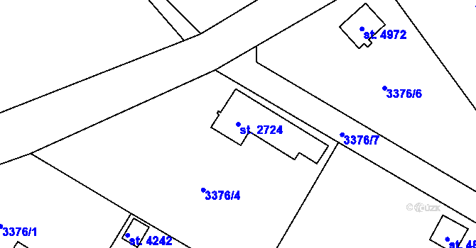Parcela st. 2724 v KÚ Dvůr Králové nad Labem, Katastrální mapa