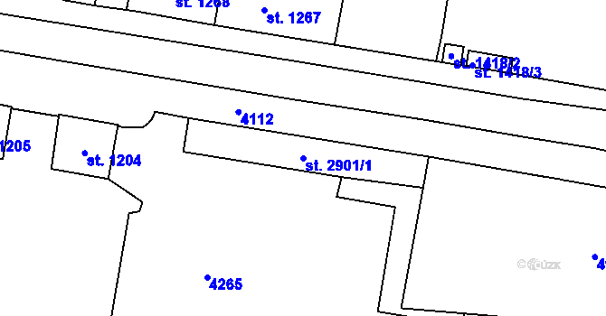 Parcela st. 2901/1 v KÚ Dvůr Králové nad Labem, Katastrální mapa