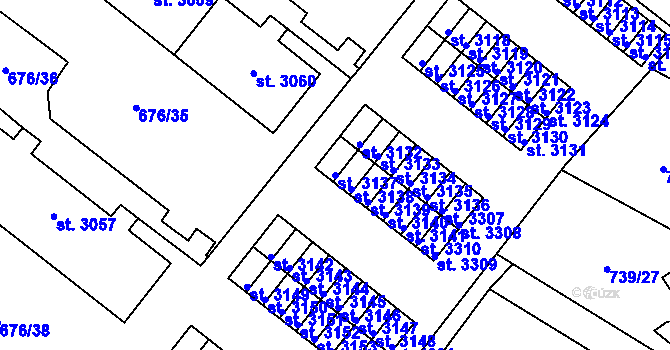 Parcela st. 3137 v KÚ Dvůr Králové nad Labem, Katastrální mapa
