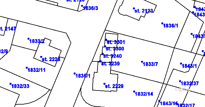 Parcela st. 3240 v KÚ Dvůr Králové nad Labem, Katastrální mapa