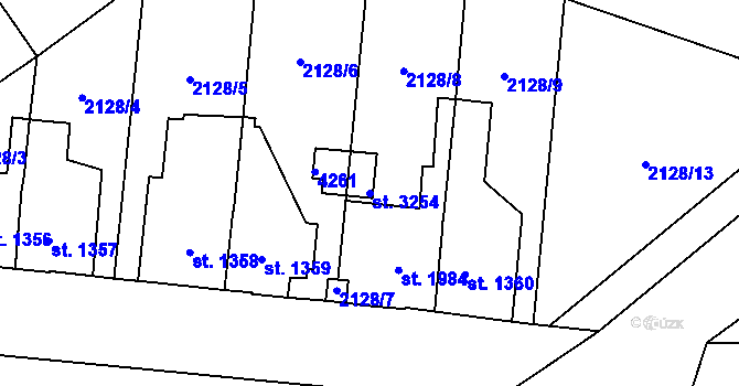 Parcela st. 3254 v KÚ Dvůr Králové nad Labem, Katastrální mapa