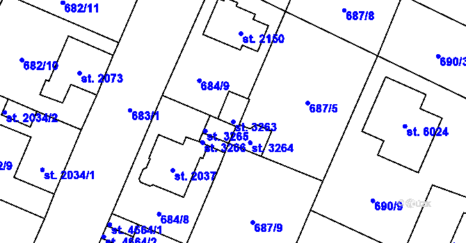 Parcela st. 3263 v KÚ Dvůr Králové nad Labem, Katastrální mapa