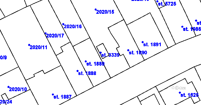 Parcela st. 3339 v KÚ Dvůr Králové nad Labem, Katastrální mapa