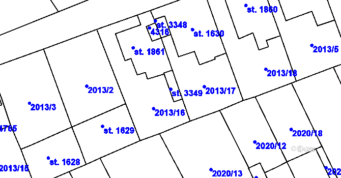 Parcela st. 3349 v KÚ Dvůr Králové nad Labem, Katastrální mapa