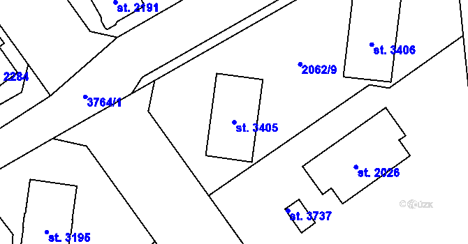 Parcela st. 3405 v KÚ Dvůr Králové nad Labem, Katastrální mapa