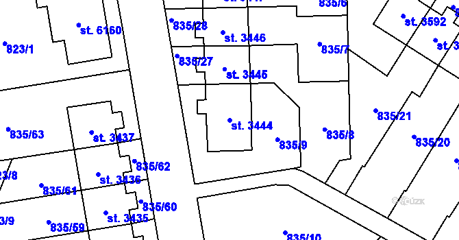Parcela st. 3444 v KÚ Dvůr Králové nad Labem, Katastrální mapa