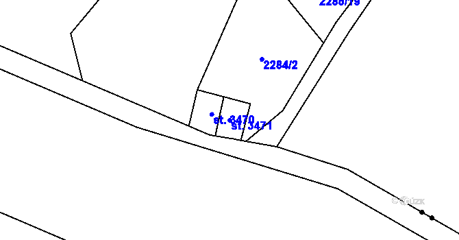 Parcela st. 3471 v KÚ Dvůr Králové nad Labem, Katastrální mapa