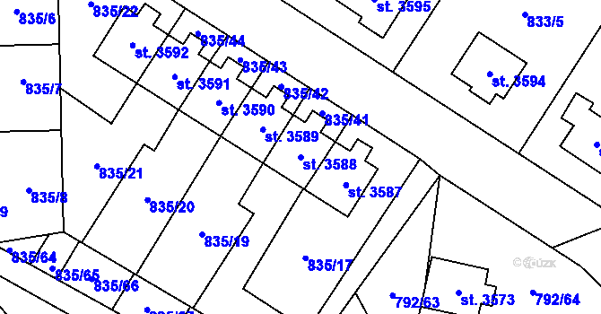 Parcela st. 3588 v KÚ Dvůr Králové nad Labem, Katastrální mapa