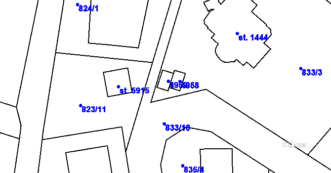 Parcela st. 3599 v KÚ Dvůr Králové nad Labem, Katastrální mapa