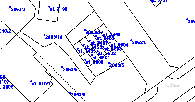 Parcela st. 3602 v KÚ Dvůr Králové nad Labem, Katastrální mapa