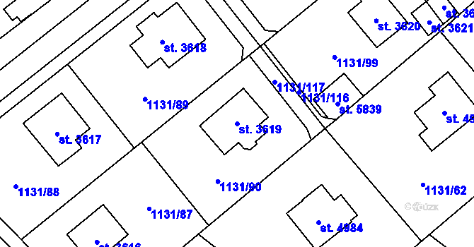 Parcela st. 3619 v KÚ Dvůr Králové nad Labem, Katastrální mapa